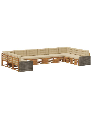 Set divani con cuscino 10 pcs Legno di Acacia Massello
