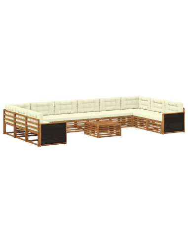 Set divani con cuscino 11 pcs Legno di Acacia Massello