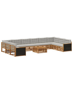Set divani con cuscino 11 pcs Legno di Acacia Massello