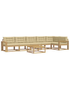 Set di divani da esterno 7 pcs Bianco e Beige 79 x 79 x 37 cm 2