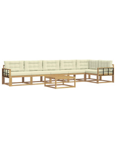 Set di divani da esterno 7 pcs Bianco e Crema 79 x 79 x 37 cm 2