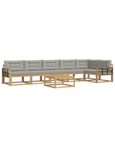 Set di divani da esterno 7 pcs Bianco e Grigio Chiaro