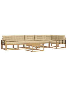 Set di divani da esterno 7 pcs Bianco e Beige 79 x 79 x 37 cm 2