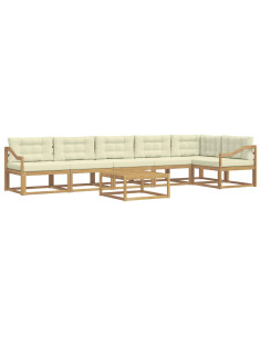 Set di divani da esterno 7 pcs Bianco e Crema 79 x 79 x 37 cm 2