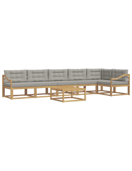 Set di divani da esterno 7 pcs Bianco e Grigio Chiaro