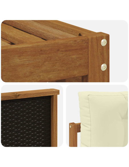Set divani con cuscino 11 pcs Legno di Acacia Massello