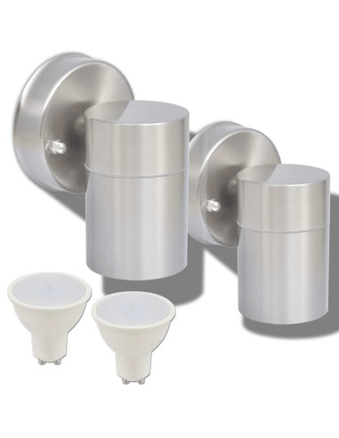 Lampada LED da Parete 2 pz Acciaio Inox Proiezione Basso