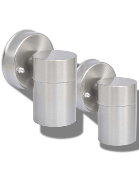 Lampada LED da Parete 2 pz Acciaio Inox Proiezione Basso