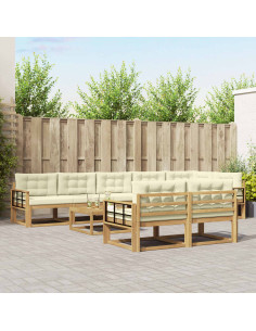 Set di divani da esterno 9 pcs Bianco e Crema 79 x 79 x 37 cm