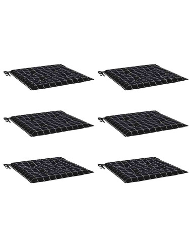 Cuscini Sedia 6 pz Motivo a Quadri Nero 40x40x4 cm in Tessuto