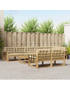 Set di divani da esterno 9 pcs Bianco e Beige 79 x 79 x 37 cm