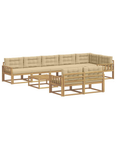 Set di divani da esterno 9 pcs Bianco e Beige 79 x 79 x 37 cm 2