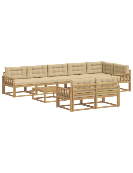 Set di divani da esterno 9 pcs Bianco e Beige 79 x 79 x 37 cm