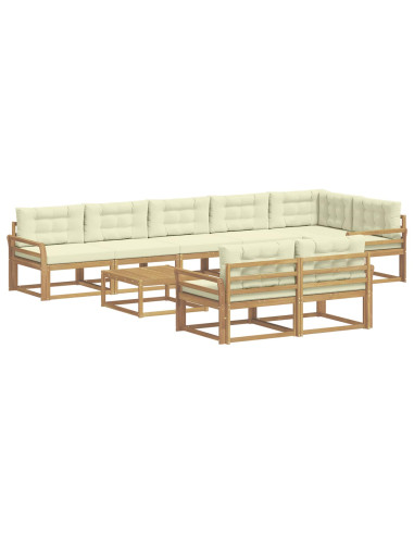 Set di divani da esterno 9 pcs Bianco e Crema 79 x 79 x 37 cm