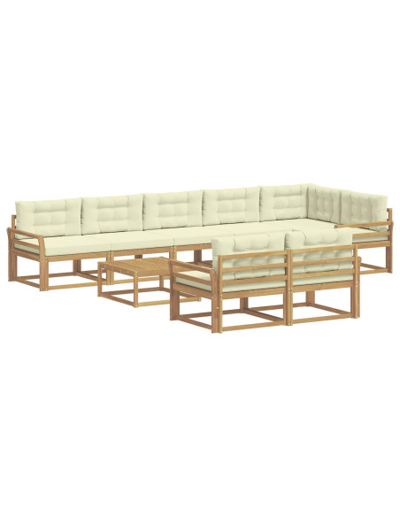 Set di divani da esterno 9 pcs Bianco e Crema 79 x 79 x 37 cm