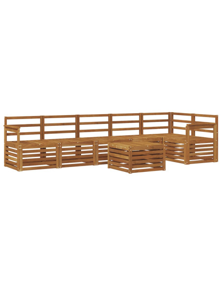 Set divano sezionale 7 pcs Naturale Legno di Acacia Massello