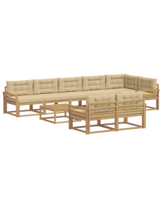 Set di divani da esterno 9 pcs Bianco e Beige 79 x 79 x 37 cm 2