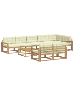 Set di divani da esterno 9 pcs Bianco e Crema 79 x 79 x 37 cm 2