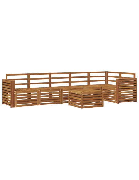 Set divano sezionale 7 pcs Naturale Legno di Acacia Massello