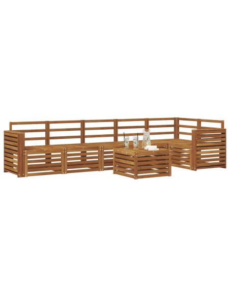Set divano sezionale 7 pcs Naturale Legno di Acacia Massello
