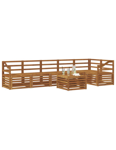 Set divano sezionale 7 pcs Naturale Legno di Acacia Massello