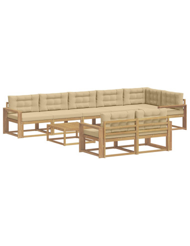 Set di divani da esterno 9 pcs Bianco e Beige 79 x 79 x 37 cm
