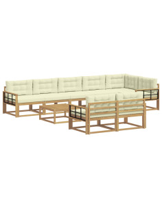 Set di divani da esterno 9 pcs Bianco e Crema 79 x 79 x 37 cm 2