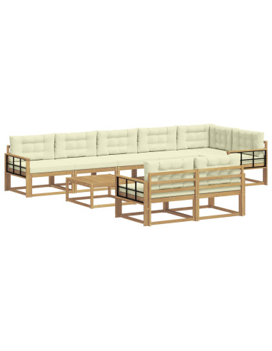 Set di divani da esterno 9 pcs Bianco e Crema 79 x 79 x 37 cm