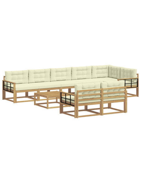 Set di divani da esterno 9 pcs Bianco e Crema 79 x 79 x 37 cm