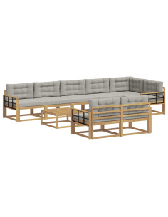 Set di divani da esterno 9 pcs Bianco e Grigio Chiaro 2