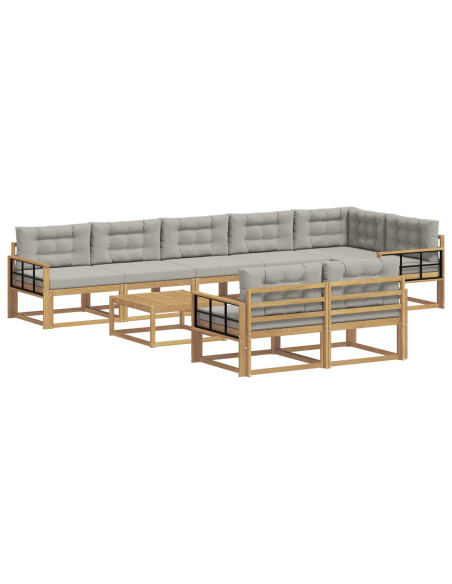 Set di divani da esterno 9 pcs Bianco e Grigio Chiaro
