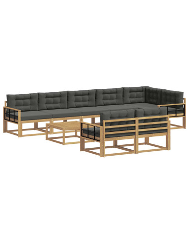 Set di divani da esterno 9 pcs Bianco e Antracite