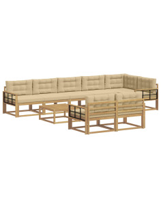 Set di divani da esterno 9 pcs Bianco e Beige 79 x 79 x 37 cm 2