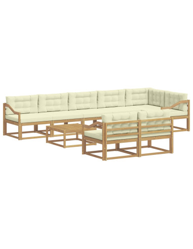 Set di divani da esterno 9 pcs Bianco e Crema 79 x 79 x 37 cm
