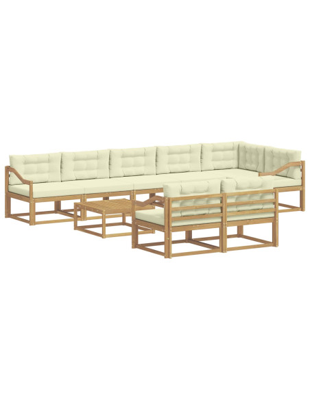 Set di divani da esterno 9 pcs Bianco e Crema 79 x 79 x 37 cm