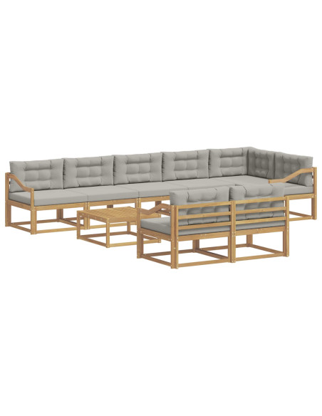 Set di divani da esterno 9 pcs Bianco e Grigio Chiaro