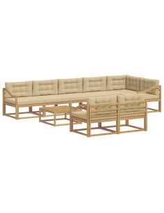 Set di divani da esterno 9 pcs Bianco e Beige 79 x 79 x 37 cm 2