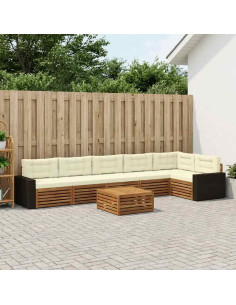 Set di divani da esterno 7 pcs Naturale e Crema 79 x 79 x 37 cm