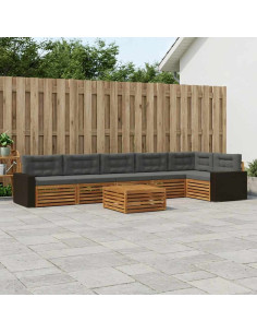 Set di divani da esterno 7 pcs Naturale e Antracite