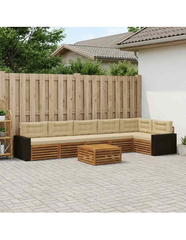 Set di divani da esterno 7 pcs Naturale e Beige 79 x 79 x 37 cm