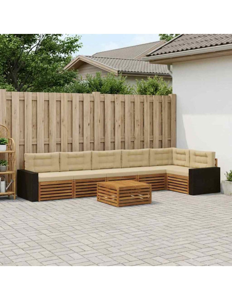 Set di divani da esterno 7 pcs Naturale e Beige 79 x 79 x 37 cm