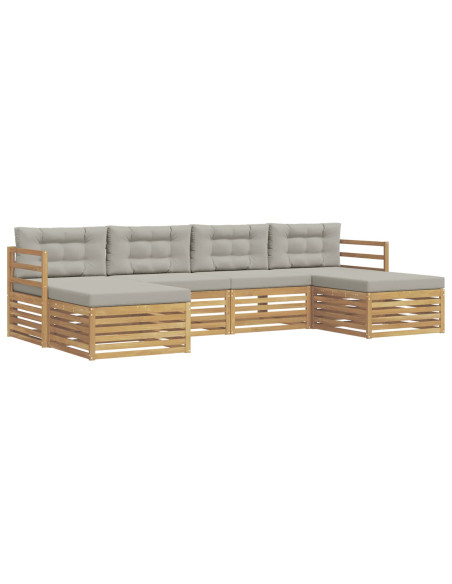 Set di divani da esterno 6 pcs Bianco e Grigio Chiaro