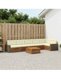 Set di divani da esterno 7 pcs Naturale e Crema 79 x 79 x 37 cm