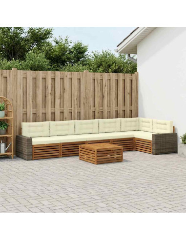 Set di divani da esterno 7 pcs Naturale e Crema 79 x 79 x 37 cm