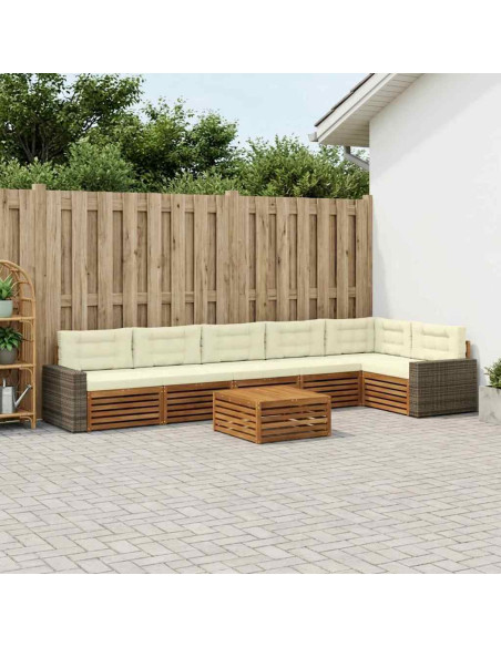 Set di divani da esterno 7 pcs Naturale e Crema 79 x 79 x 37 cm