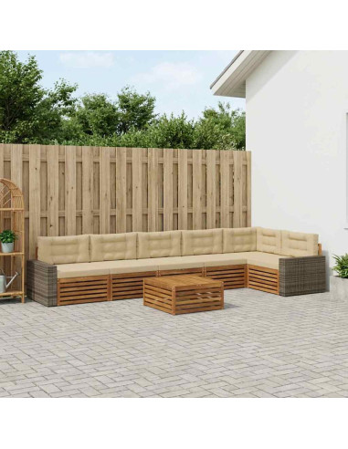 Set di divani da esterno 7 pcs Naturale e Beige 79 x 79 x 37 cm