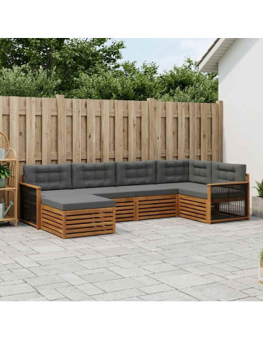 Set di divani da esterno con cuscino 6 pcs Naturale e Antracite