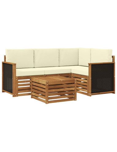 Set di divani da esterno 5 pcs Naturale e Crema 59 x 59 x 37 cm