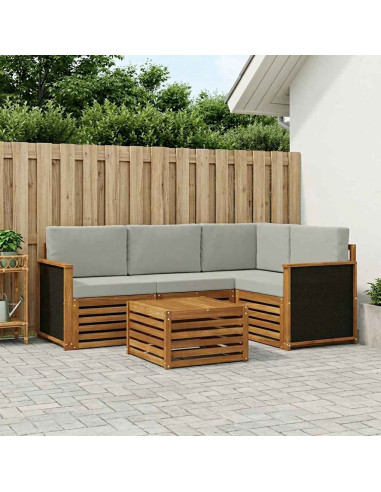 Set di divani da esterno 5 pcs Naturale e Grigio Chiaro
