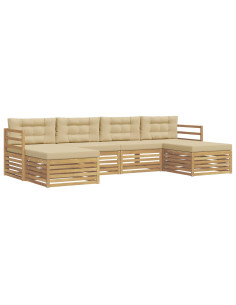 Set di divani da esterno 6 pcs Bianco e Beige 2
